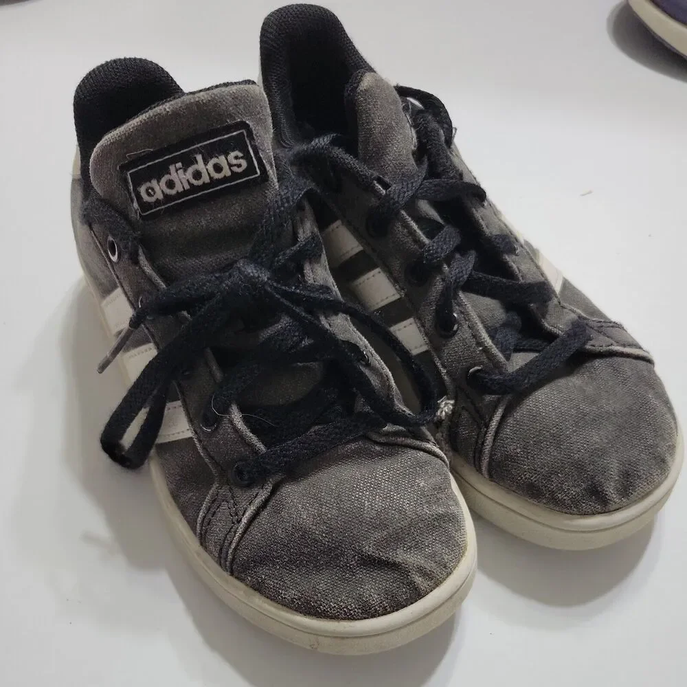 Adidas Girls 12 1/2 Kid Shoes Superstar Black White Three Striped Originals 12.5